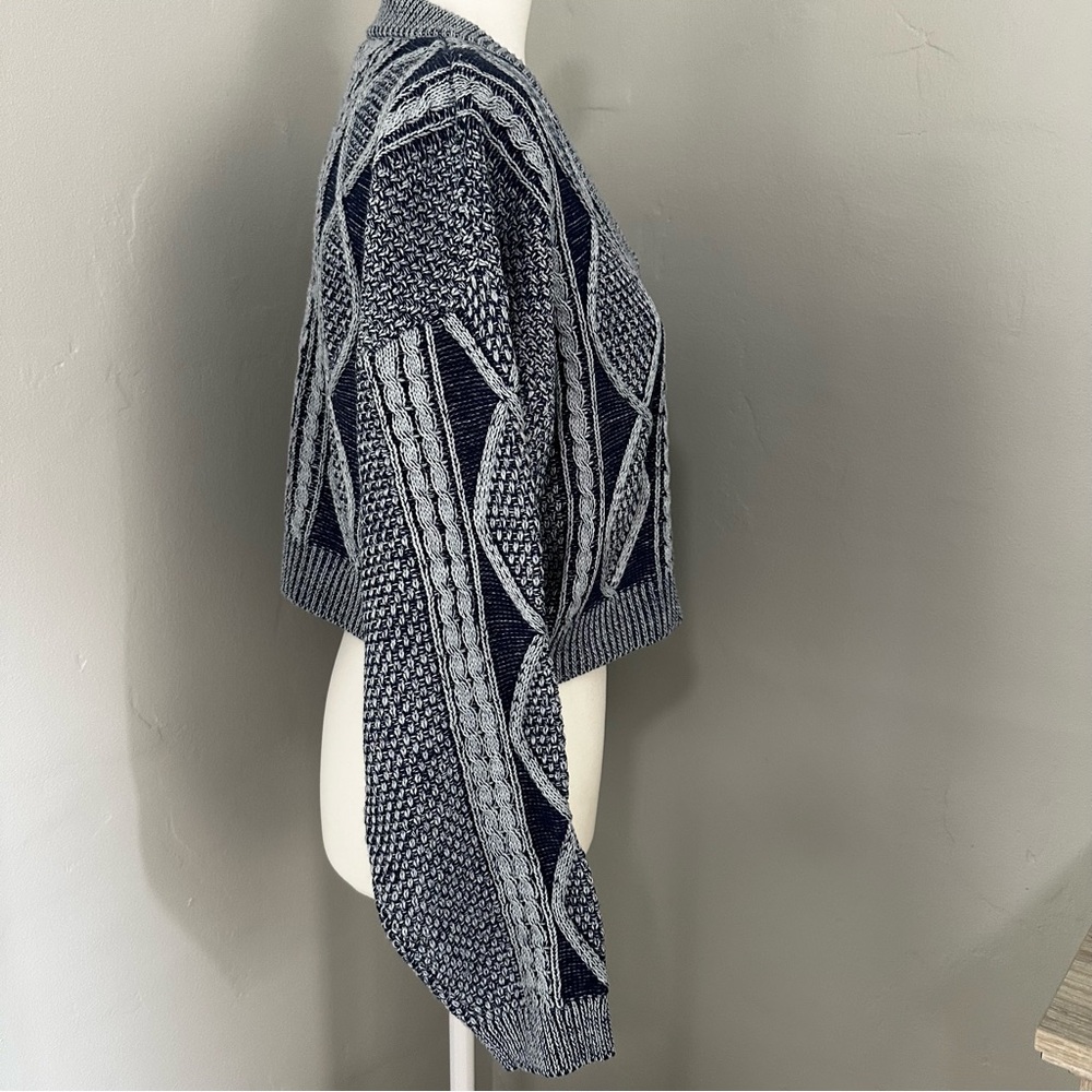 Willow‎ & Wind Knitted Sweater, Cropped, Navy, Light Grey, Oversized, Large - Picture 4 of 12
